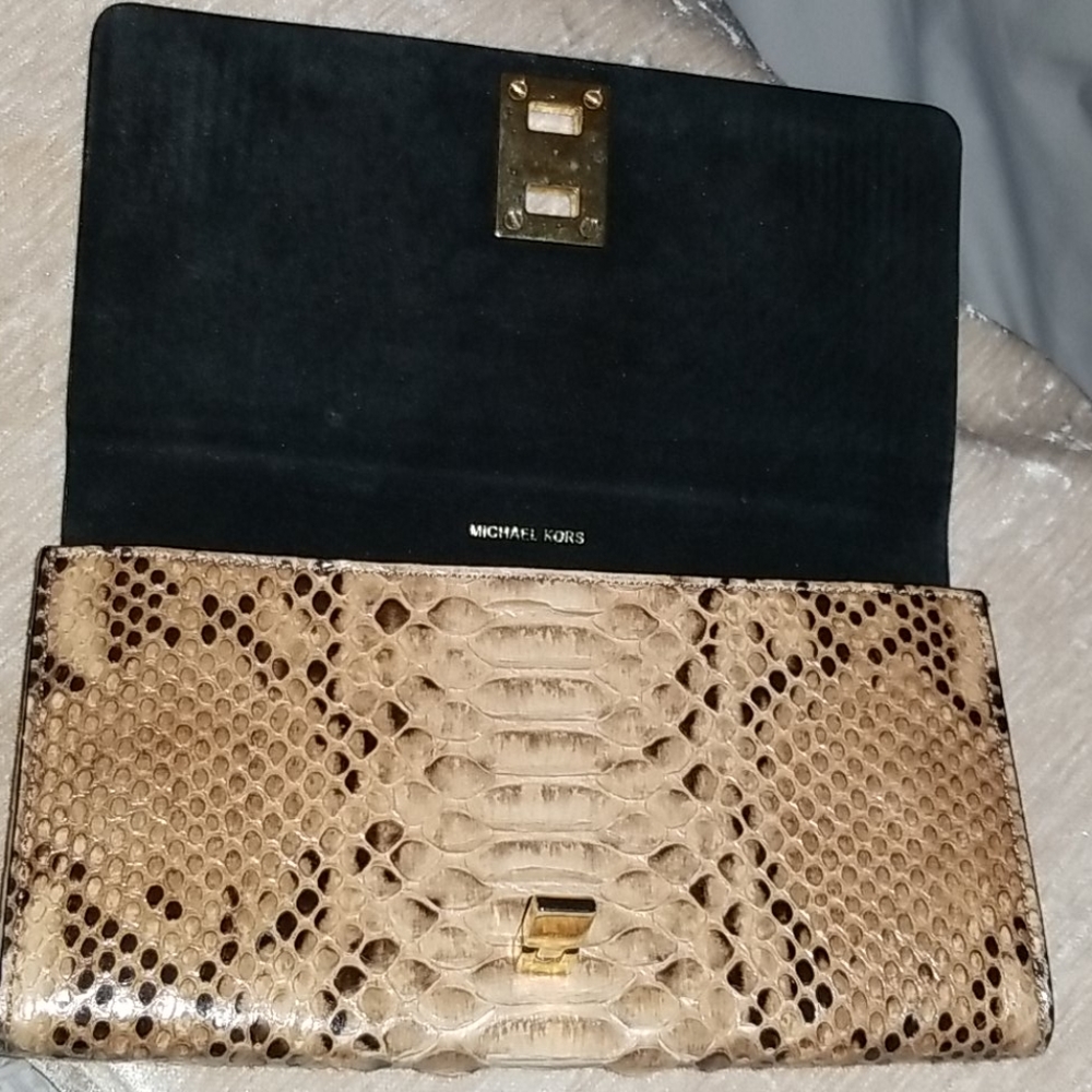 Michael Kors Clutch Anaconda Python Miranda Conti… - image 5